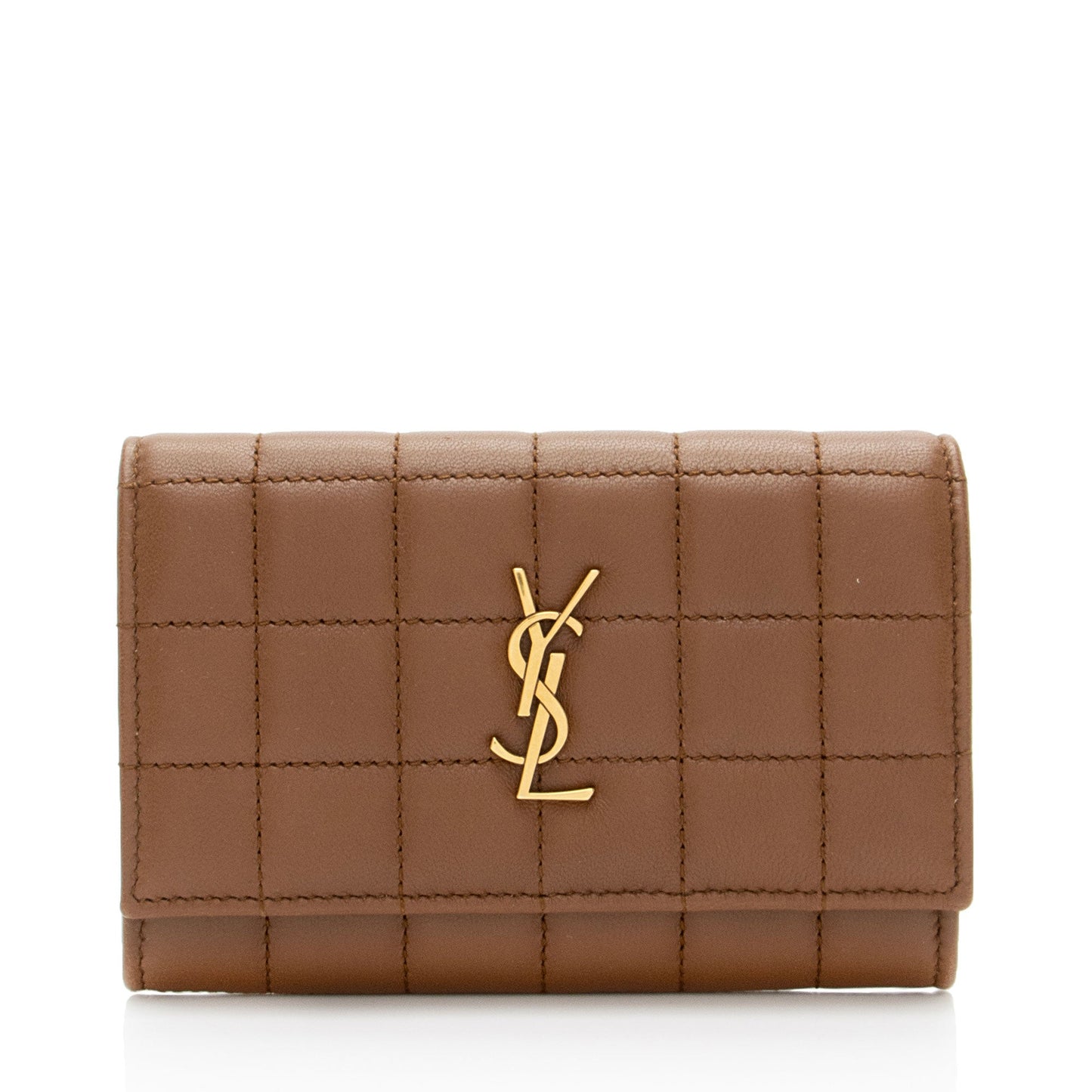 Saint Laurent Matelasse Calfskin Monogram Cassandre Small Wallet