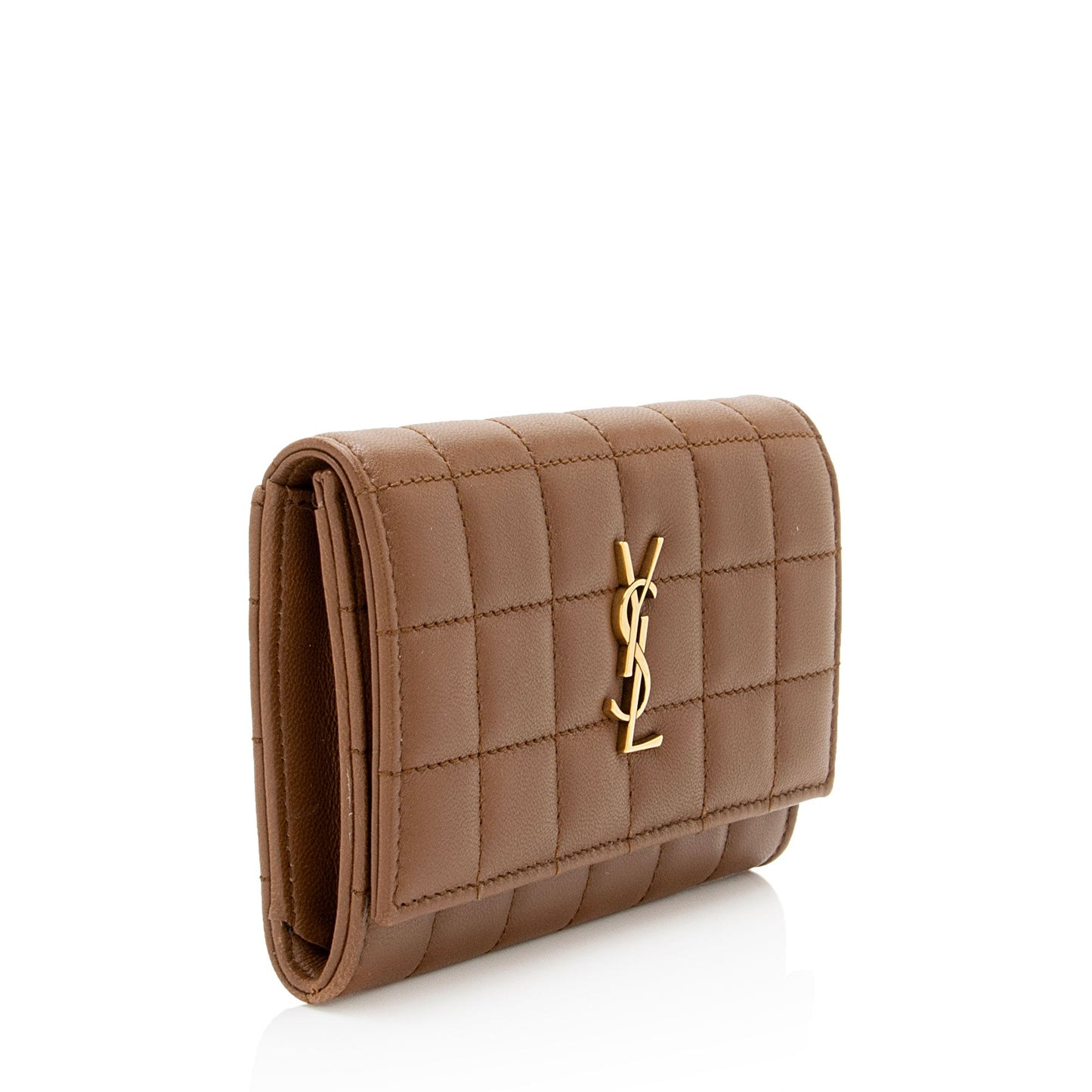 Saint Laurent Matelasse Calfskin Monogram Cassandre Small Wallet