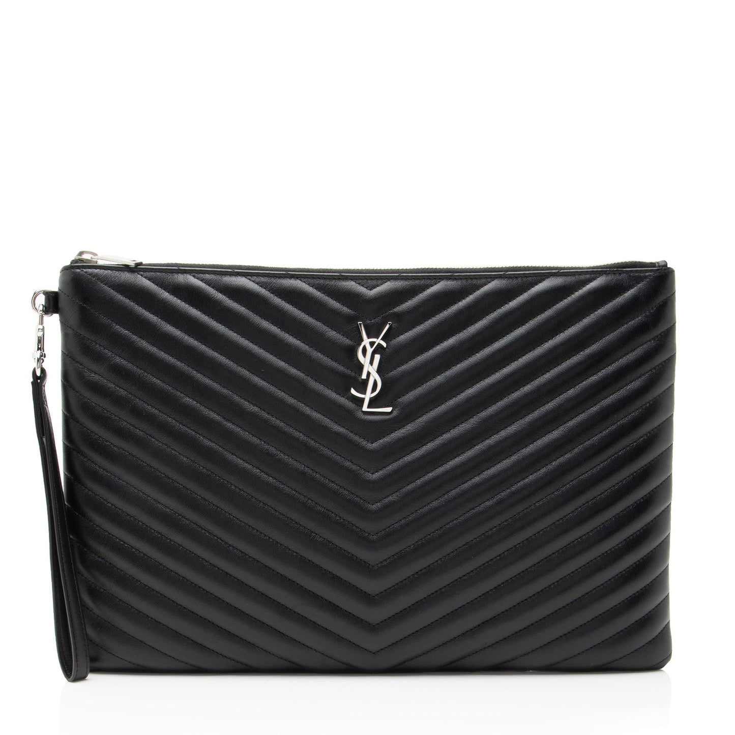 Saint Laurent Matelasse Calfskin Monogram Large Wristlet