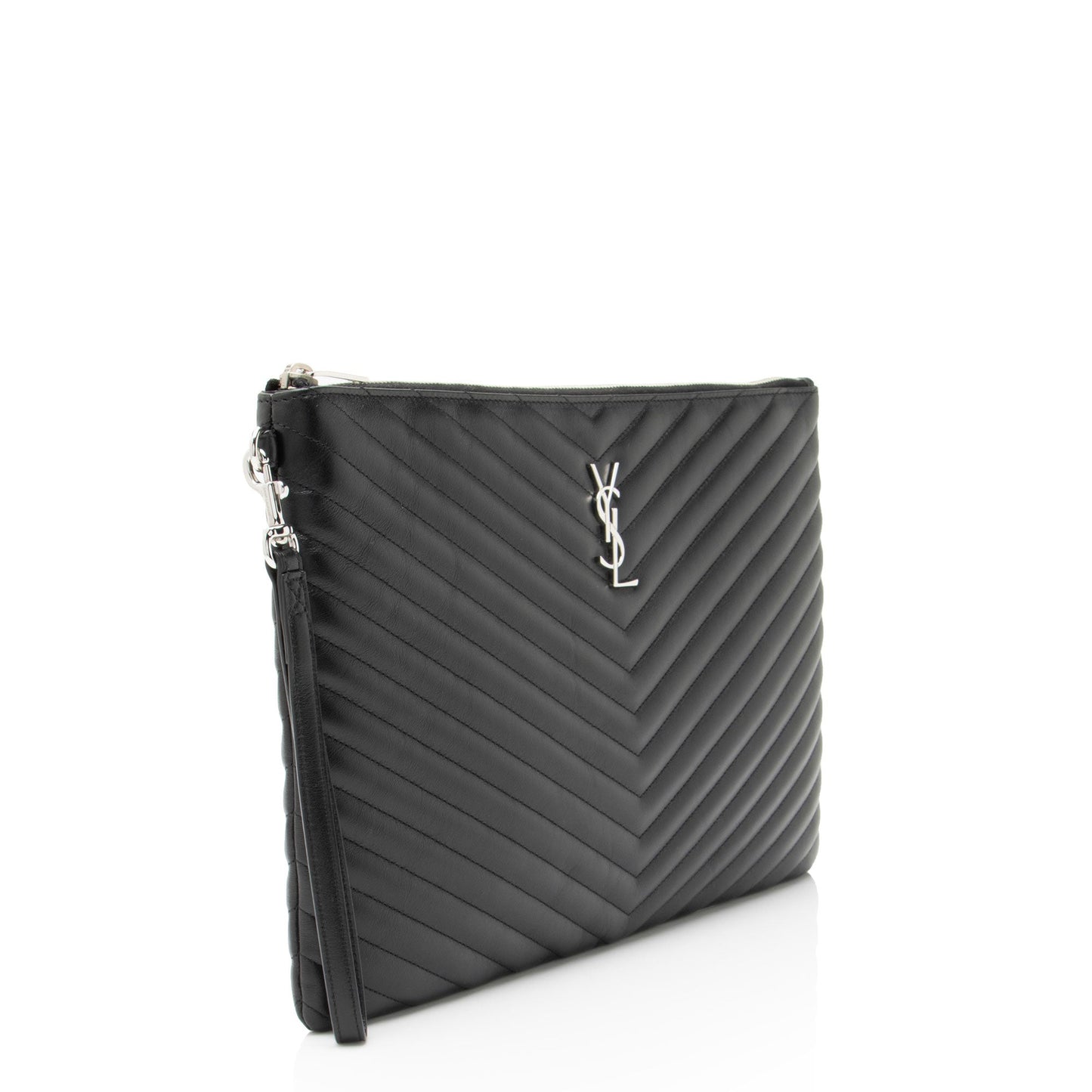 Saint Laurent Matelasse Calfskin Monogram Large Wristlet