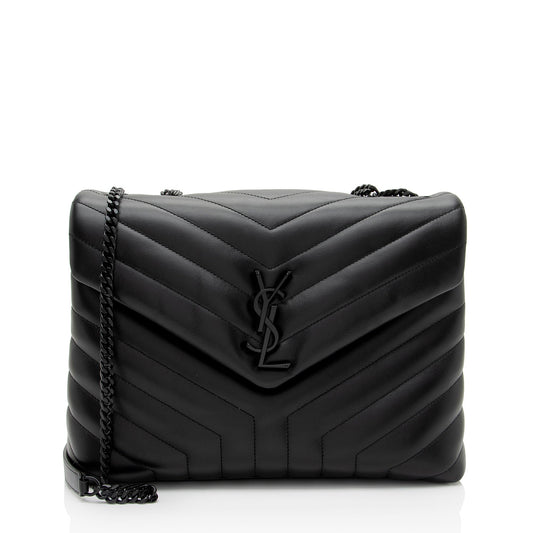 Saint Laurent Matelasse Calfskin Monogram LouLou Chain Medium Shoulder Bag (SHF-lzCev2)