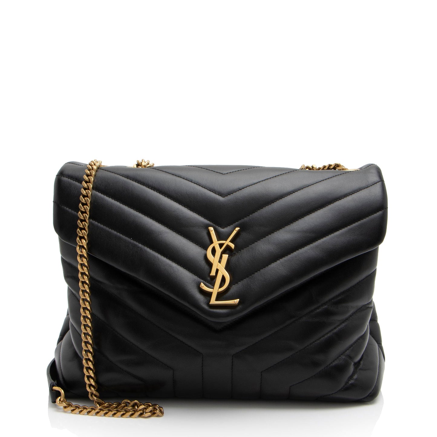 Saint Laurent Matelasse Calfskin Monogram LouLou Chain Medium Shoulder Bag (SHF-QYlKsA)