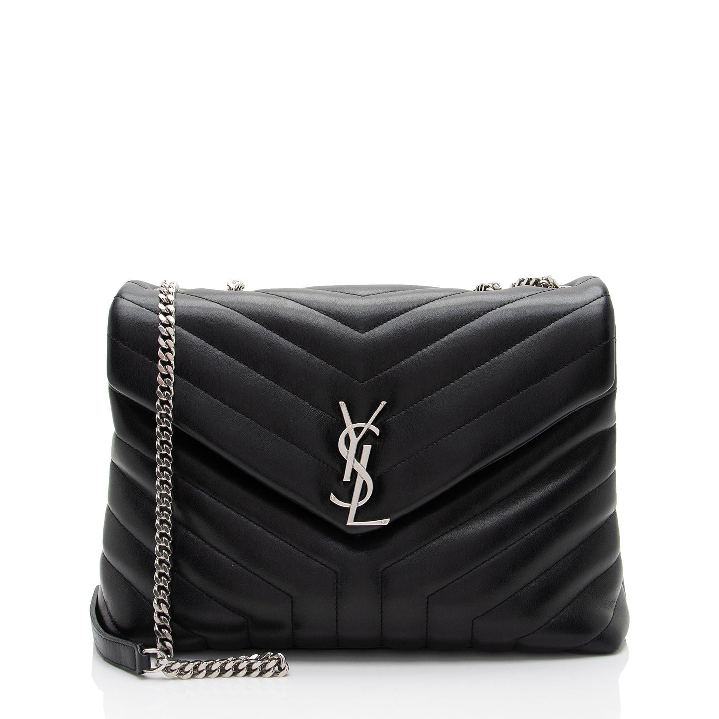 Saint Laurent Matelasse Calfskin Monogram LouLou Chain Medium Shoulder Bag (SHF-qrpSTt)