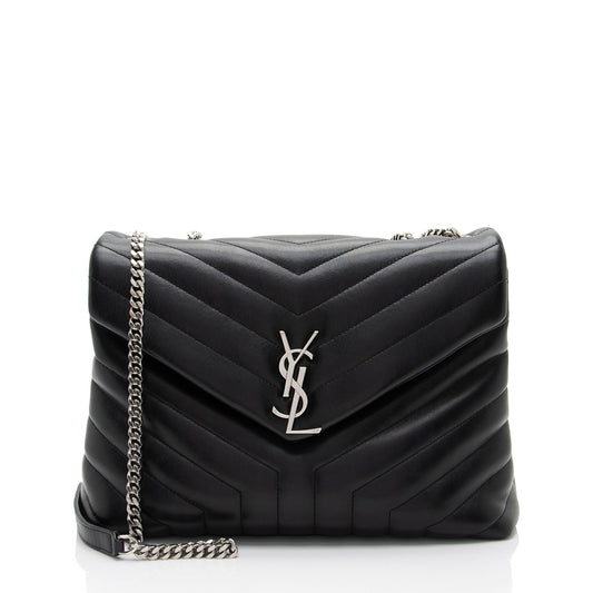 Saint Laurent Matelasse Calfskin Monogram LouLou Chain Medium Shoulder Bag (SHF-qrpSTt)