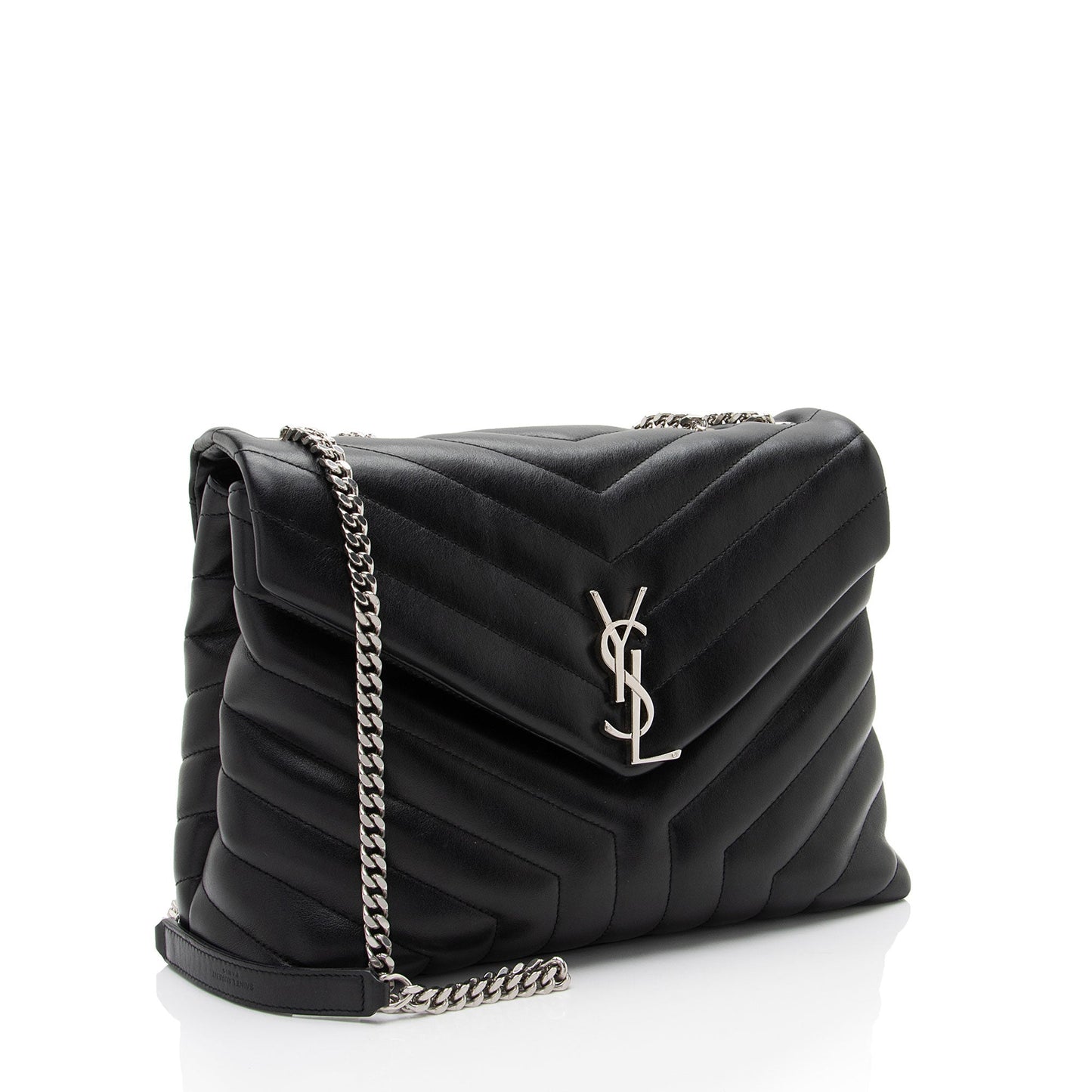 Saint Laurent Matelasse Calfskin Monogram LouLou Chain Medium Shoulder Bag (SHF-qrpSTt)