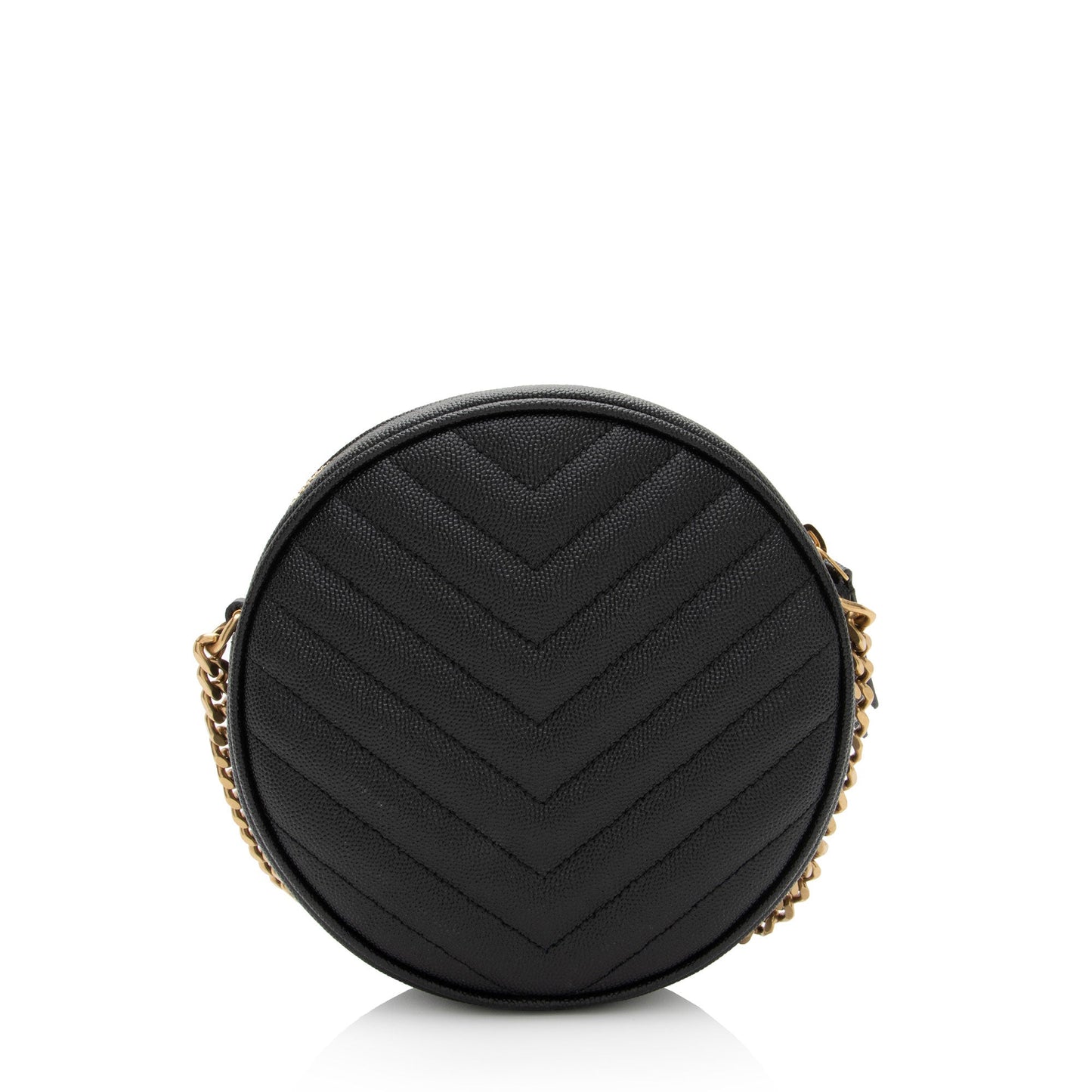 Saint Laurent Matelasse Calfskin Monogram Vinyle Round Camera Bag (SHF-uS4MX2)