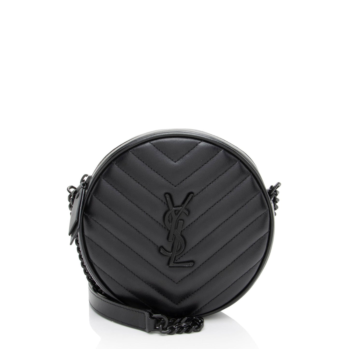Saint Laurent Matelasse Calfskin Monogram Vinyle Round Camera Bag