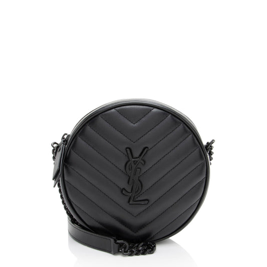 Saint Laurent Matelasse Calfskin Monogram Vinyle Round Camera Bag