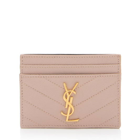 Saint Laurent Matelasse Grain de Poudre Monogram Card Case (SHF-SrdVDd)