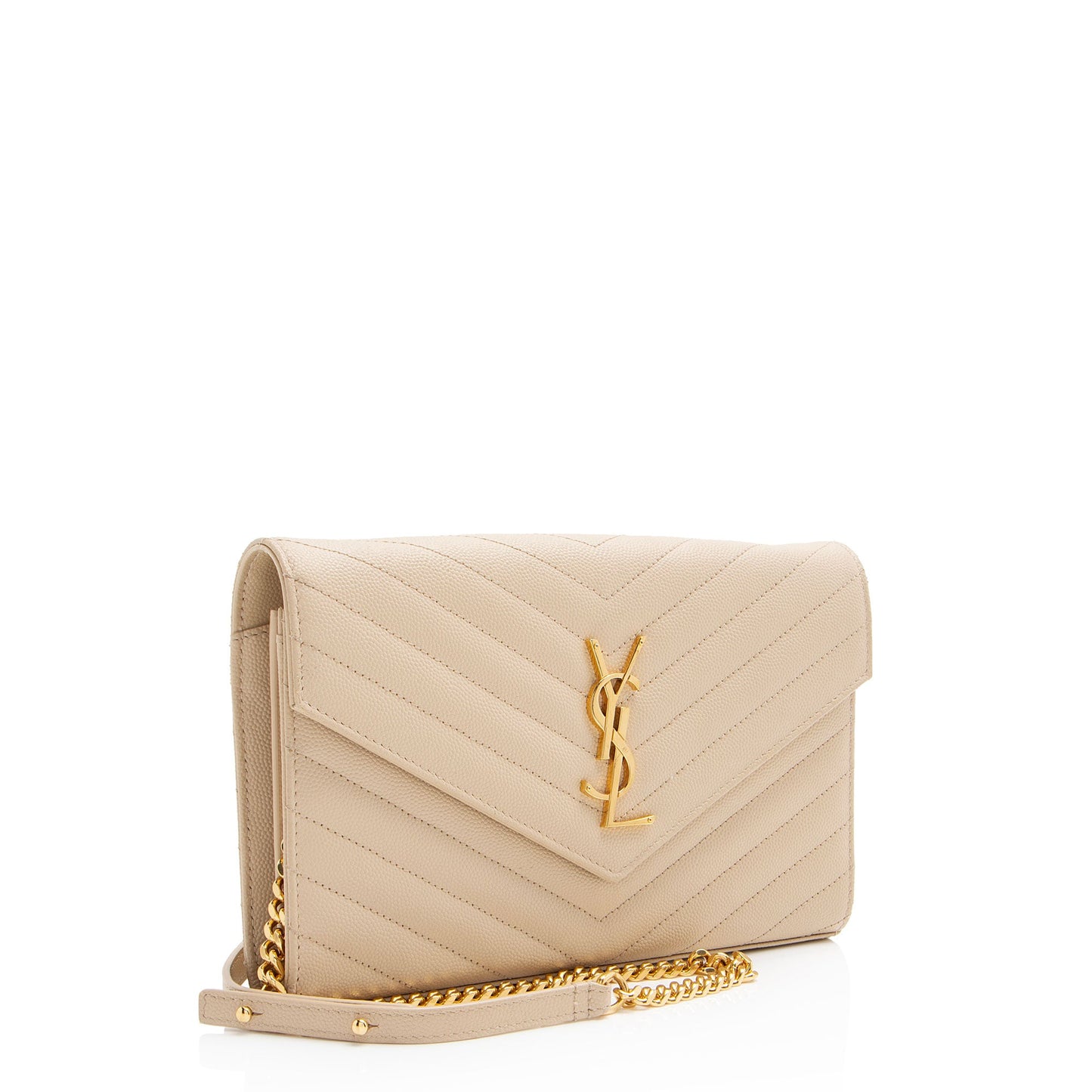 Saint Laurent Matelasse Grain de Poudre Monogram Chain Wallet (SHF-4h5maT)