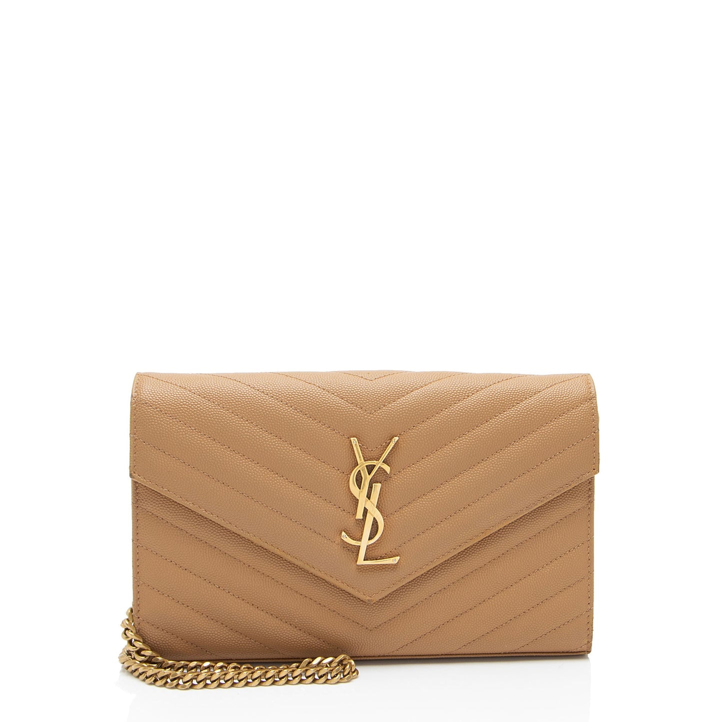 Saint Laurent Matelasse Grain de Poudre Monogram Chain Wallet