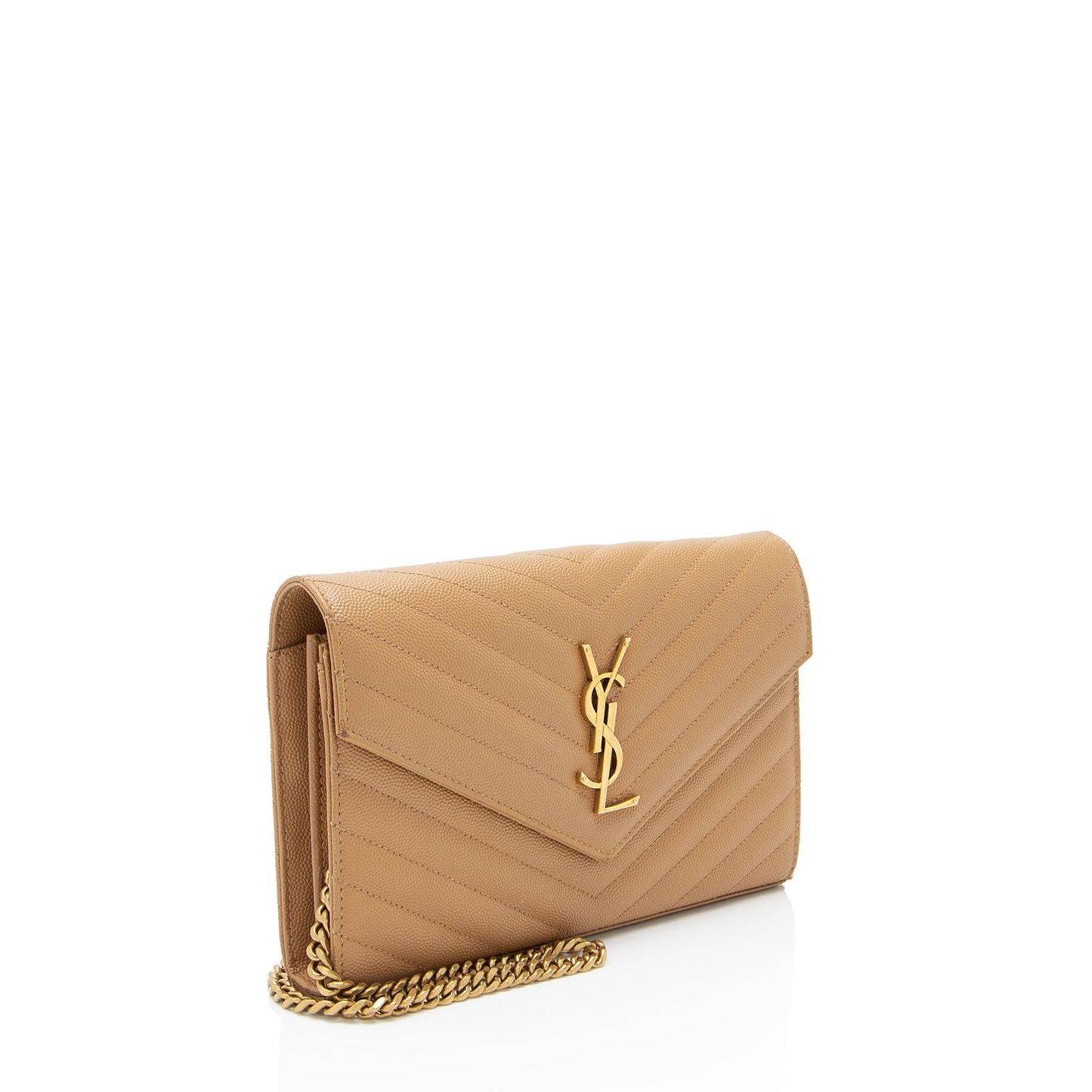 Saint Laurent Matelasse Grain de Poudre Monogram Chain Wallet