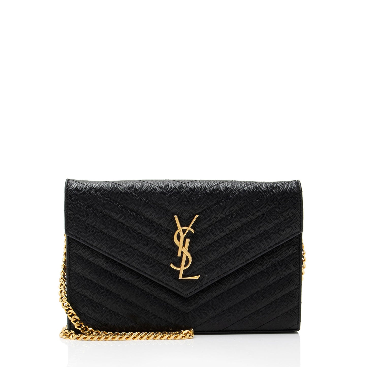 Saint Laurent Matelasse Grain de Poudre Monogram Chain Wallet
