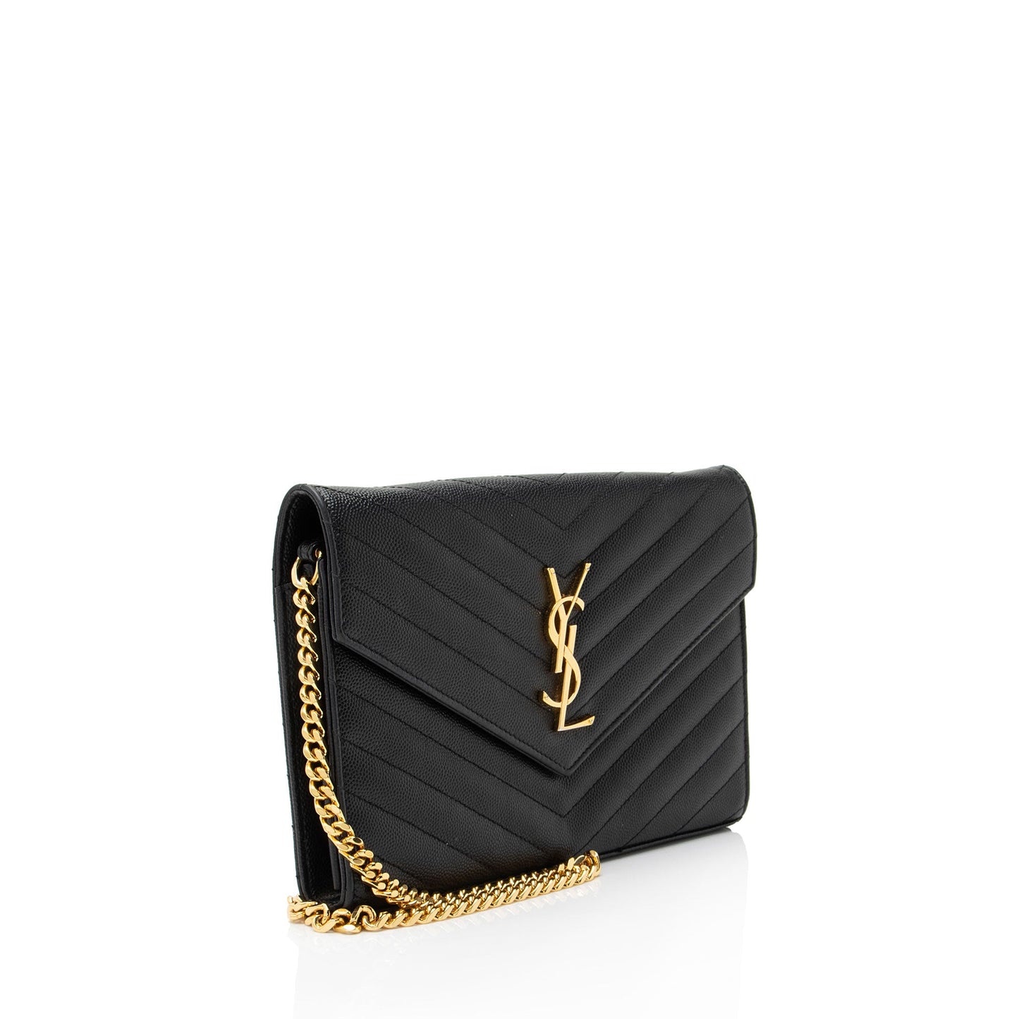 Saint Laurent Matelasse Grain de Poudre Monogram Chain Wallet