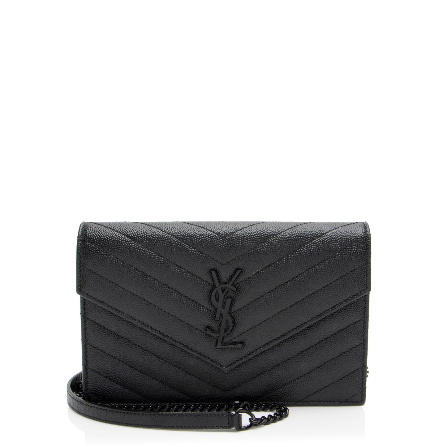 Saint Laurent Matelasse Grain de Poudre Monogram Envelope Chain Wallet (SHF-xHzUT8)