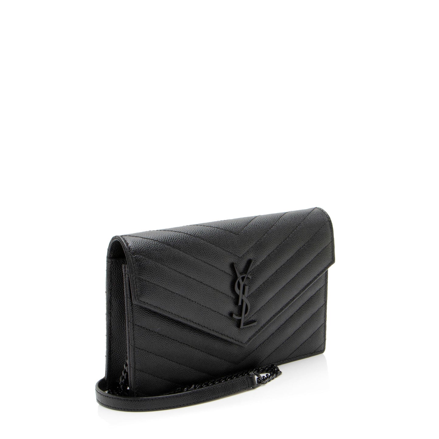 Saint Laurent Matelasse Grain de Poudre Monogram Envelope Chain Wallet (SHF-xHzUT8)