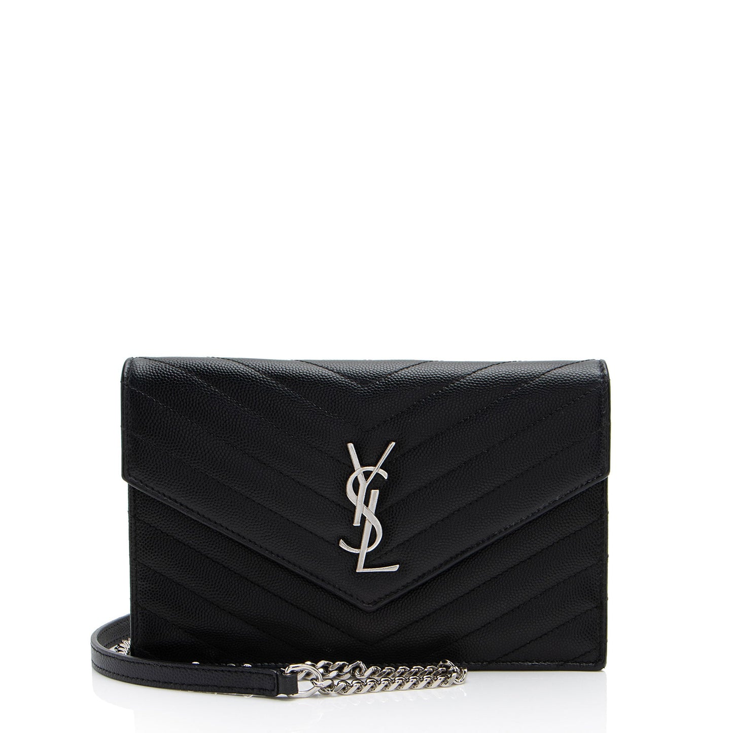 Saint Laurent Matelasse Grain de Poudre Monogram Envelope Chain Wallet (SHF-T51eMP)
