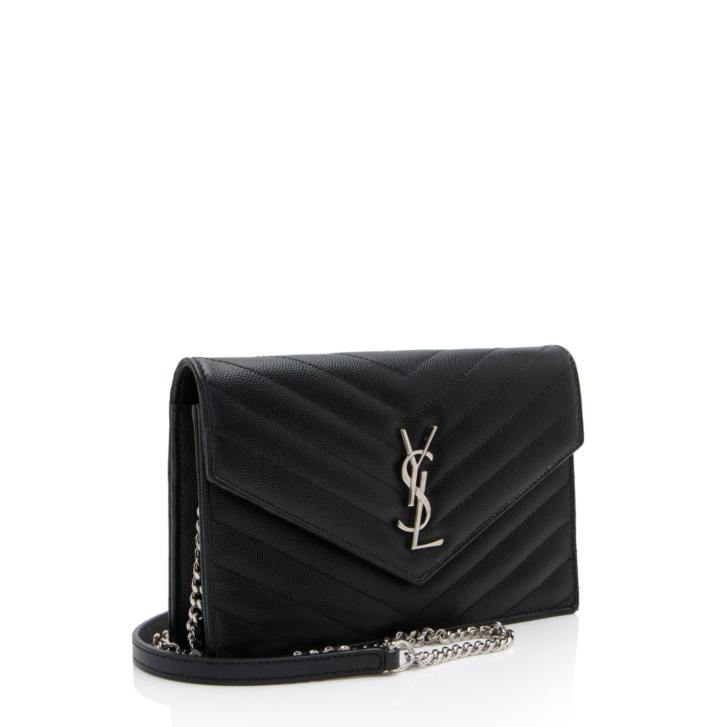 Saint Laurent Matelasse Grain de Poudre Monogram Envelope Chain Wallet (SHF-T51eMP)