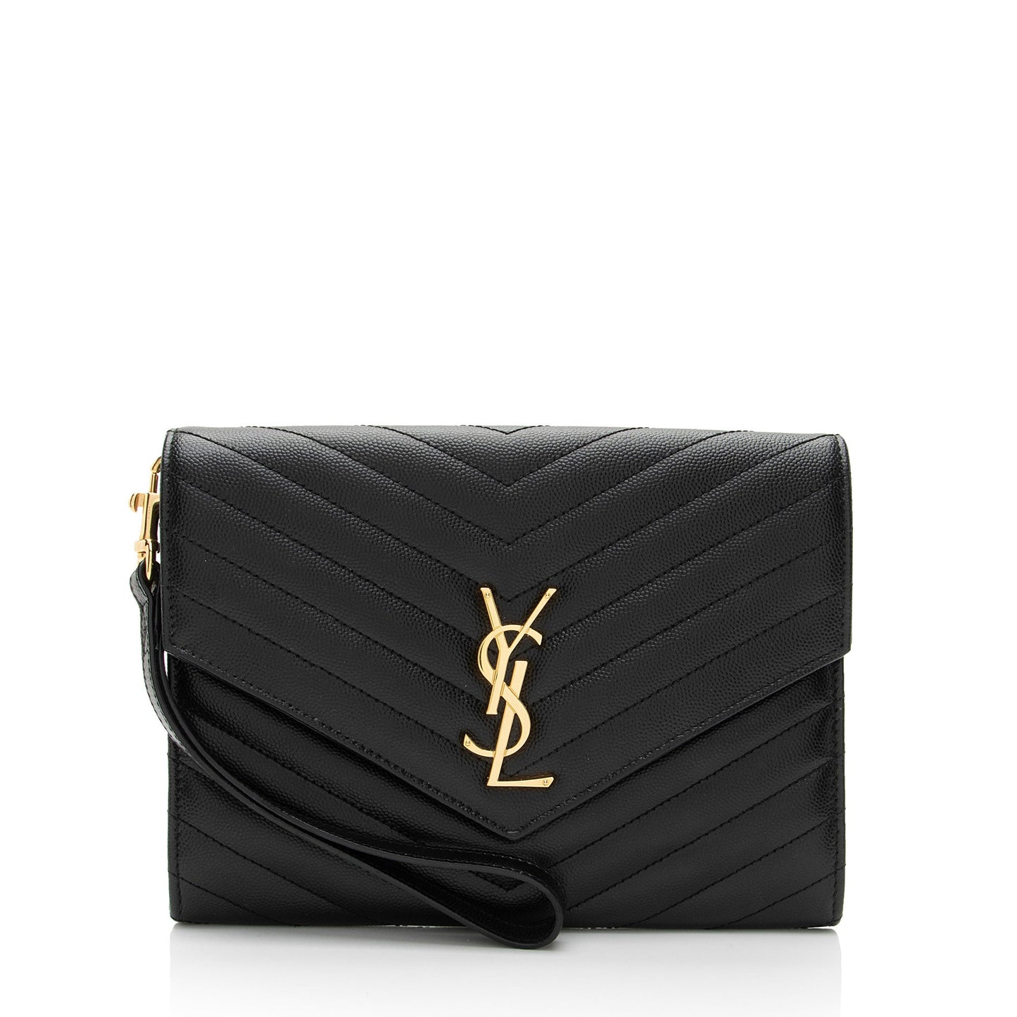 Saint Laurent Matelasse Grain de Poudre Monogram Envelope Pouch (SHF-eQugwj)