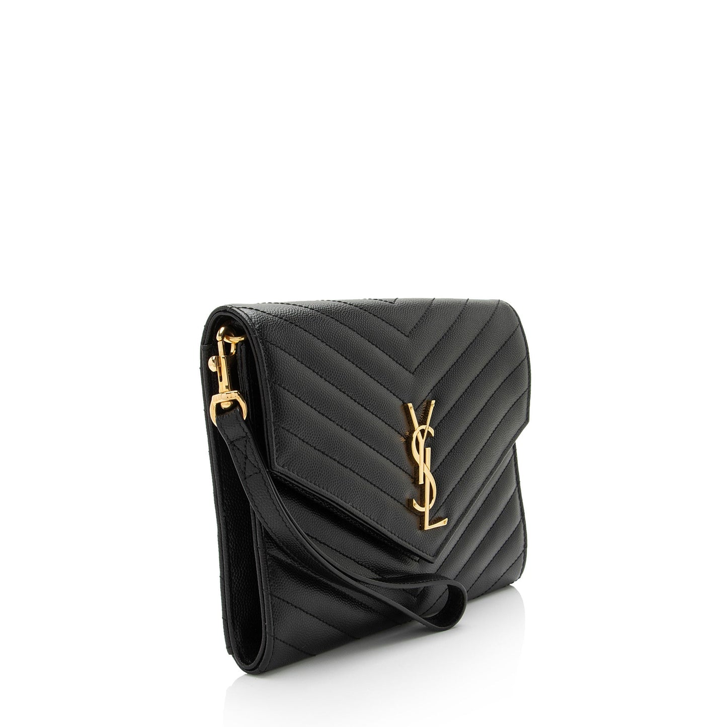 Saint Laurent Matelasse Grain de Poudre Monogram Envelope Pouch (SHF-eQugwj)