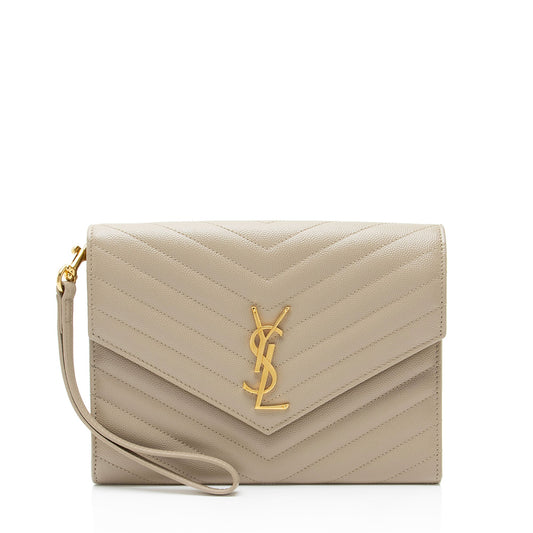 Saint Laurent Matelasse Grain de Poudre Monogram Envelope Pouch