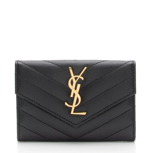 Saint Laurent Matelasse Grain de Poudre Monogram Envelope Small Wallet (SHF-XLuWqS)