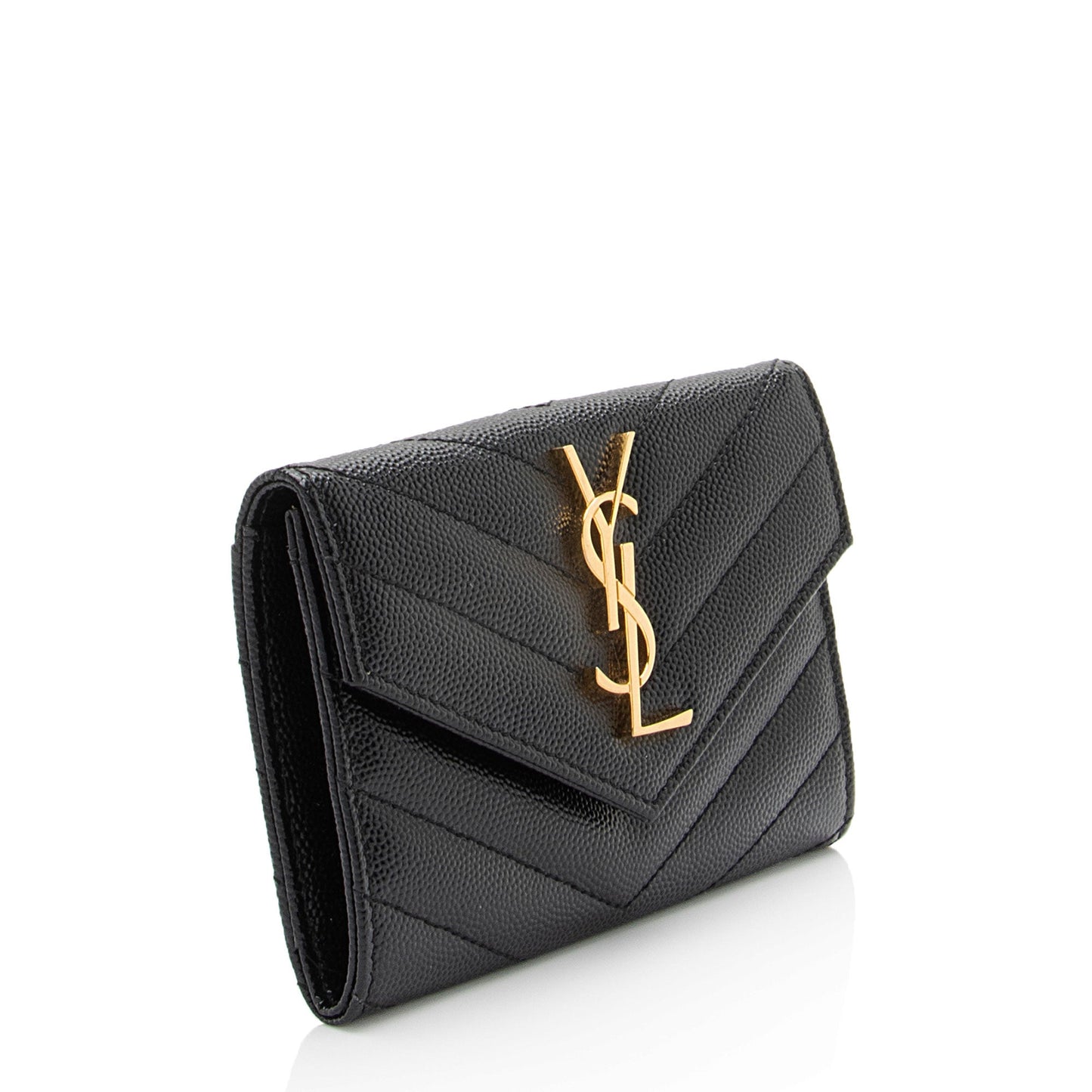 Saint Laurent Matelasse Grain de Poudre Monogram Envelope Small Wallet (SHF-XLuWqS)