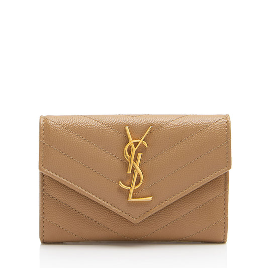 Saint Laurent Matelasse Grain de Poudre Monogram Envelope Small Wallet (SHF-uXcmzq)