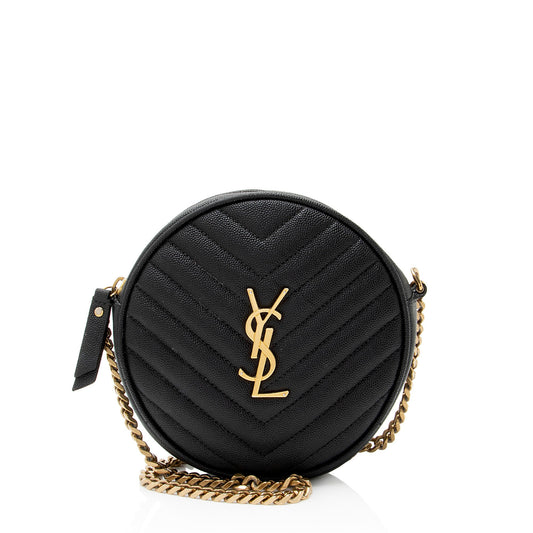 Saint Laurent Matelasse Grain de Poudre Monogram Vinyle Round Camera Bag - FINAL SALE