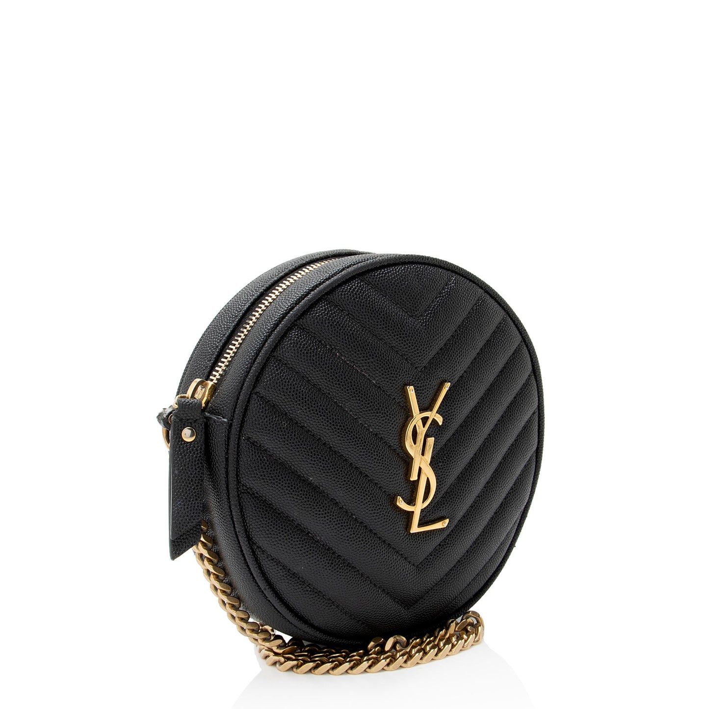 Saint Laurent Matelasse Grain de Poudre Monogram Vinyle Round Camera Bag - FINAL SALE