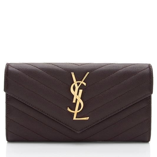 Saint Laurent Matelasse Grain de Poudre Monogram Wallet (SHF-D9u1hR)