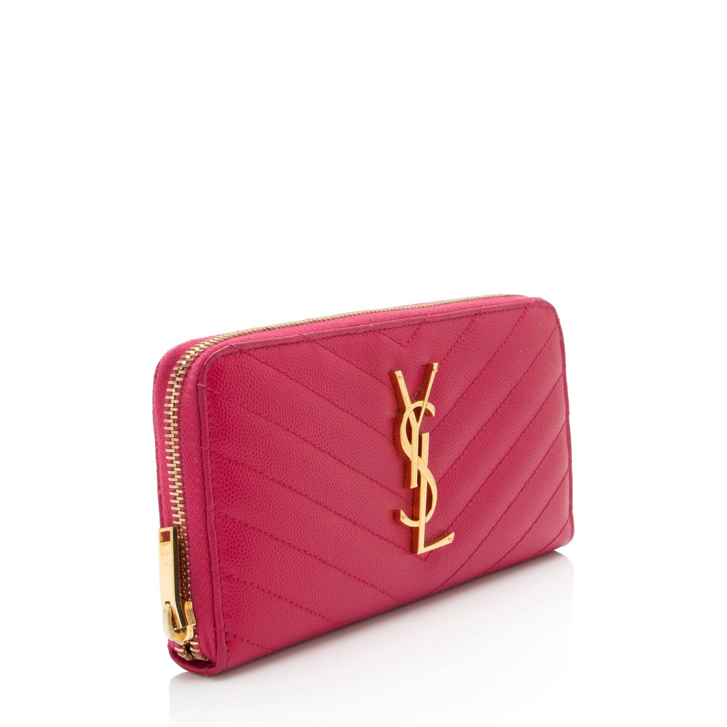Saint Laurent Matelasse Grain de Poudre Monogram Zip Around Wallet (SHF-ITLdc5)