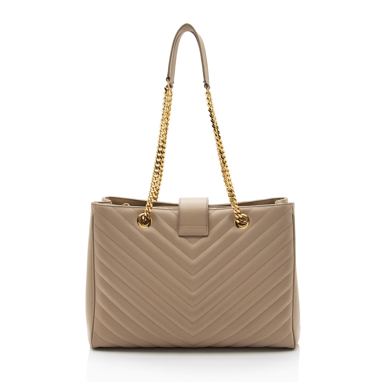 Saint Laurent Matelasse Grain de Poudre Monogram Chain Shopper Tote (SHF-bgDHik)