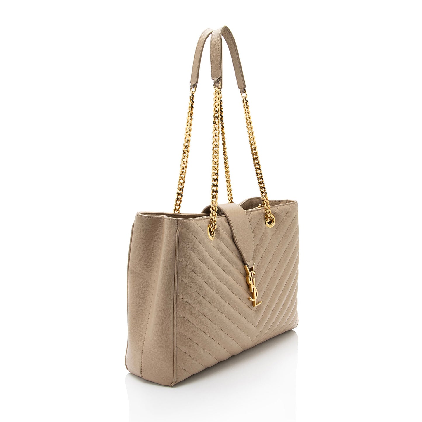 Saint Laurent Matelasse Grain de Poudre Monogram Chain Shopper Tote (SHF-bgDHik)