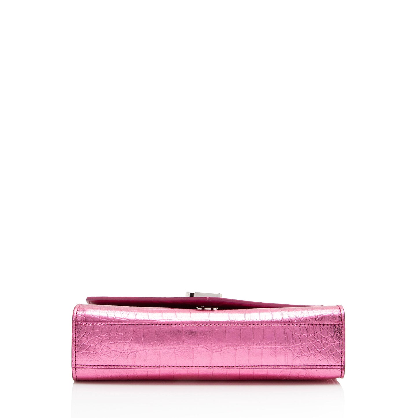 Saint Laurent Metallic Croc Embossed Leather Monogram Small Envelope Bag (SHF-NH7kKe)