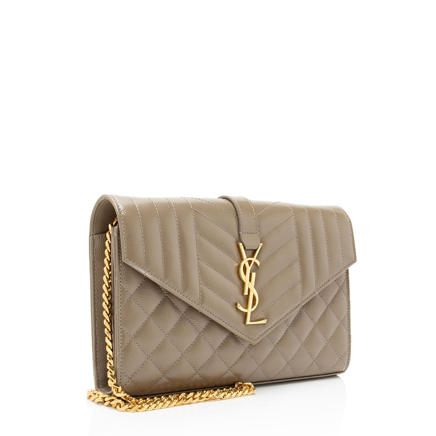 Saint Laurent Mixed Matelasse Grain de Poudre Monogram Chain Wallet