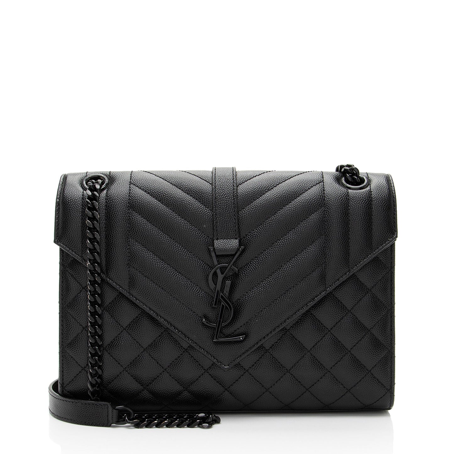 Saint Laurent Mixed Matelasse Grain de Poudre Monogram Medium Shoulder Bag (SHF-QJv0fL)