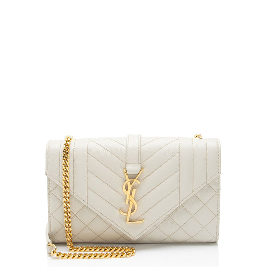 Saint Laurent Mixed Matelasse Grain de Poudre Monogram Small Shoulder Bag