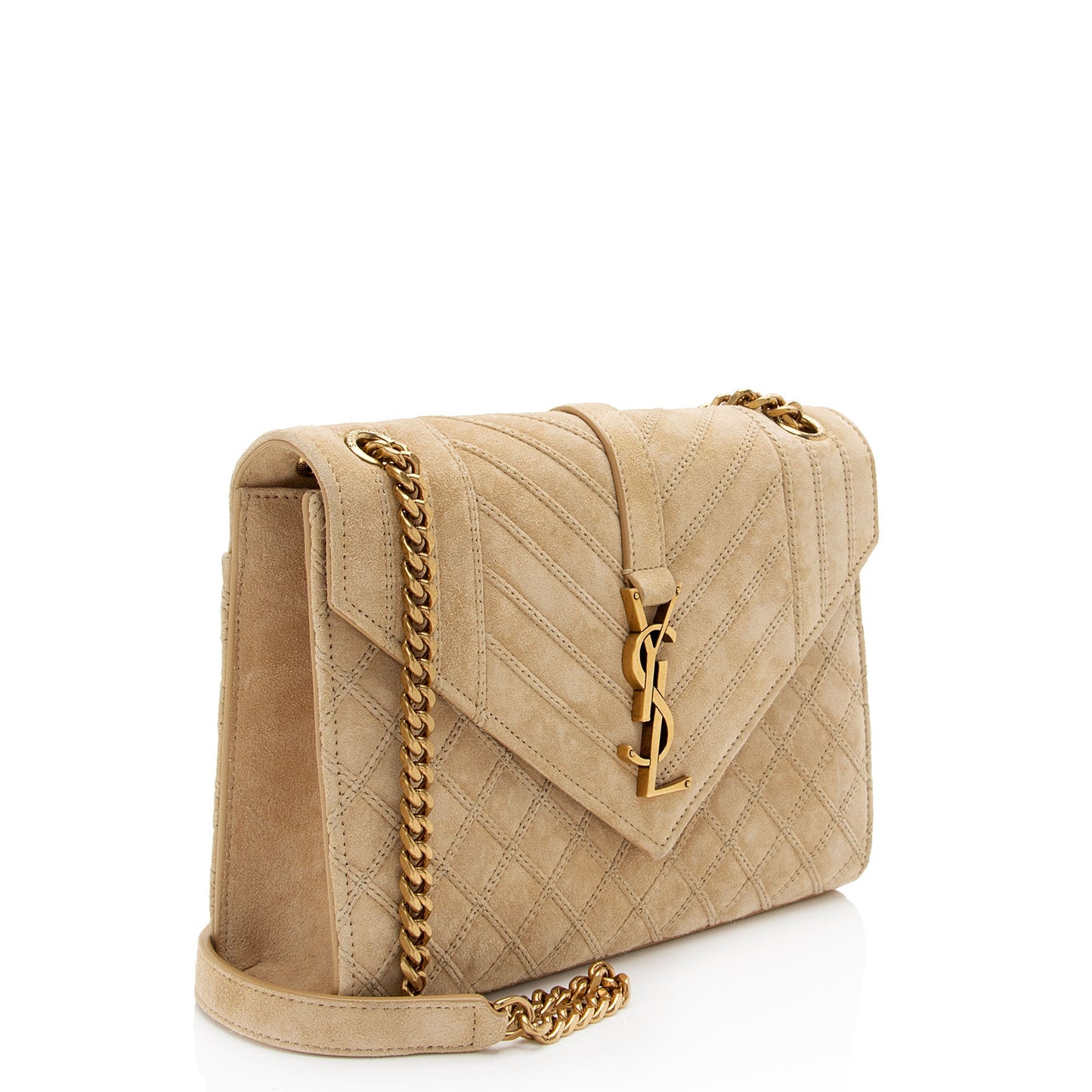 Saint Laurent Mixed Matelasse Suede Monogram Medium Shoulder Bag (SHF-cKetUS)