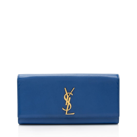 Saint Laurent Patent Leather Grain de Poudre Monogram Kate Clutch (SHF-S0NwZU)