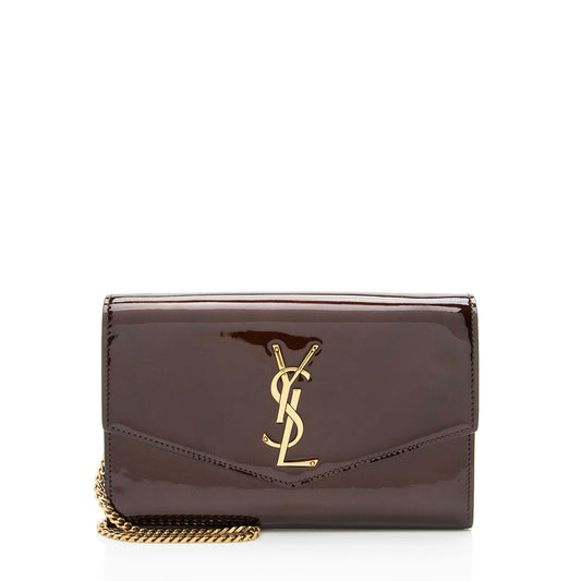 Saint Laurent Patent Leather Monogram Uptown Chain Wallet