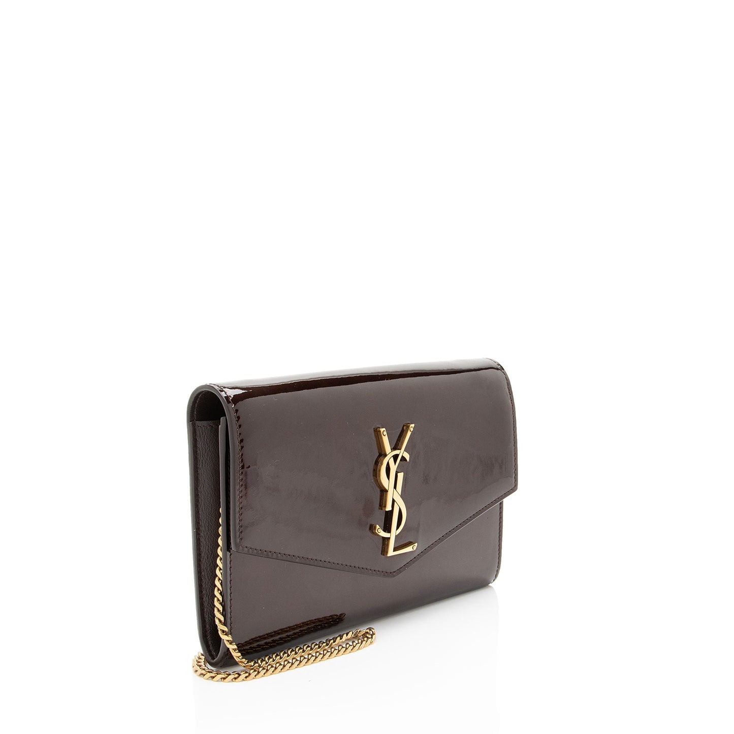 Saint Laurent Patent Leather Monogram Uptown Chain Wallet