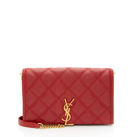 Saint Laurent Quilted Leather Monogram Becky Chain Wallet