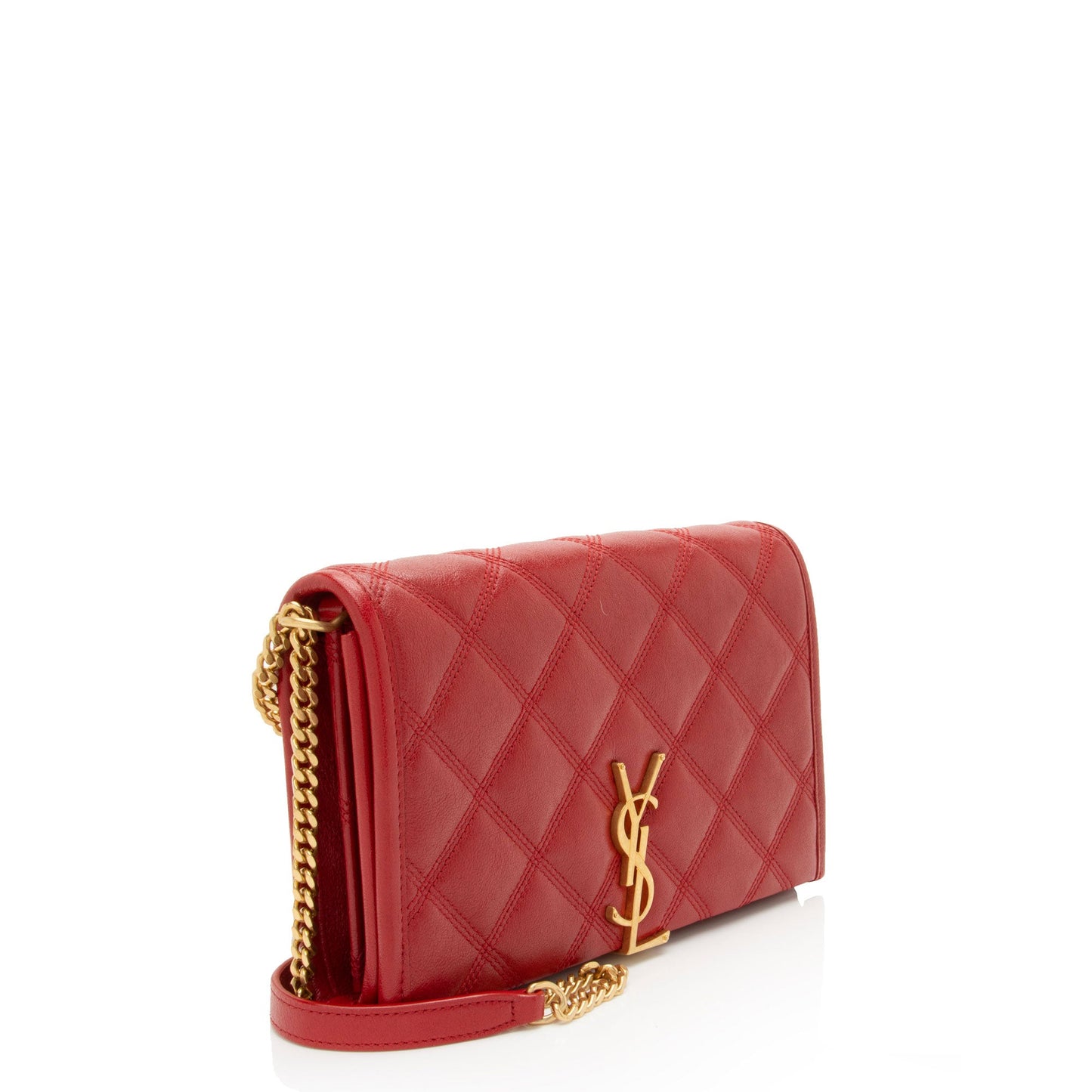Saint Laurent Quilted Leather Monogram Becky Chain Wallet