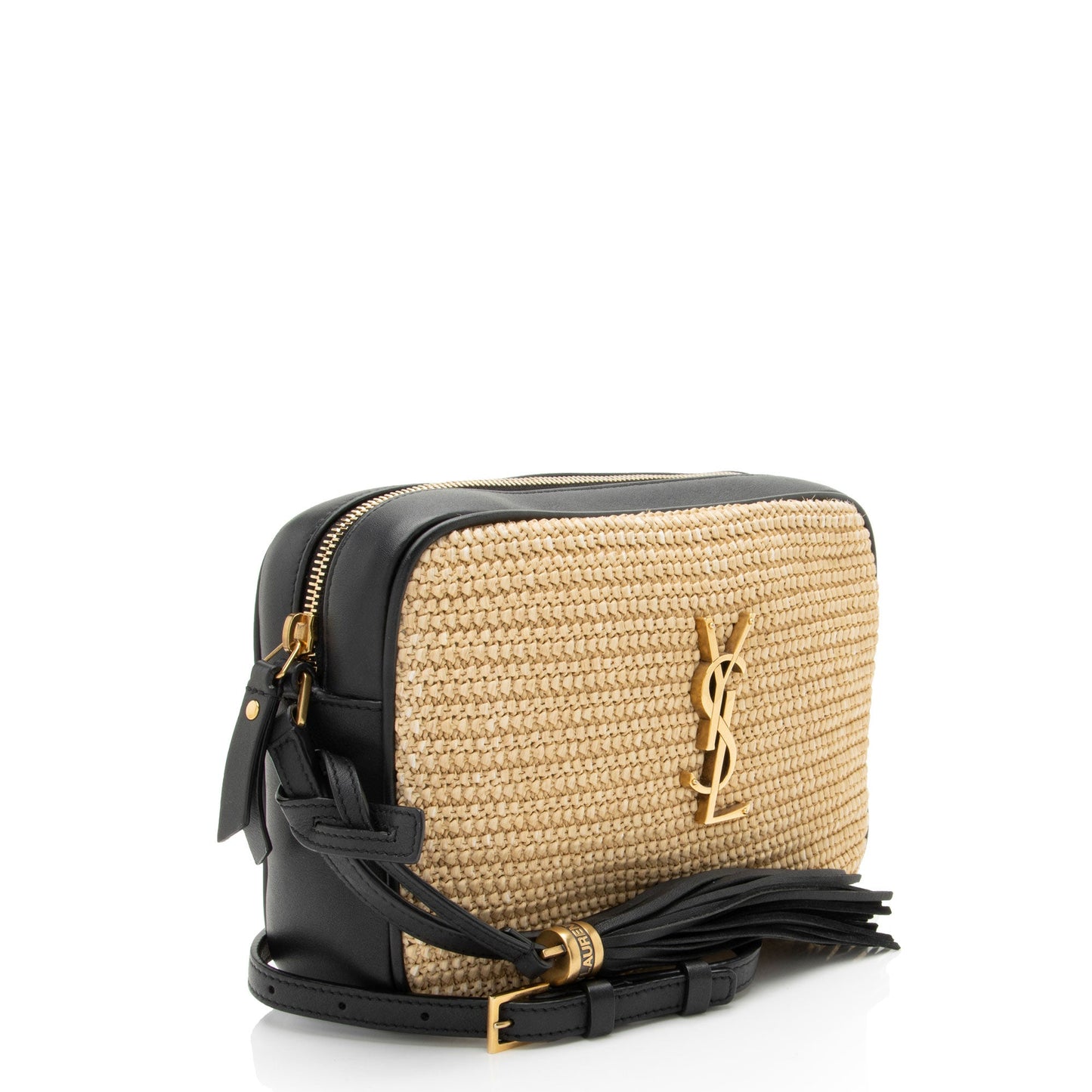 Saint Laurent Raffia Calfskin Monogram Lou Camera Bag