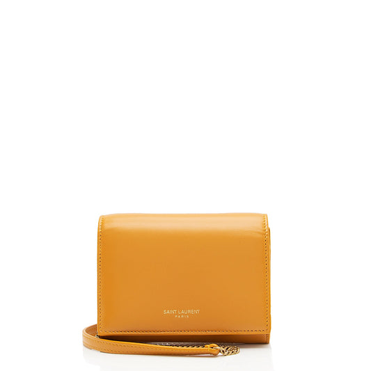 Saint Laurent Smooth Leather Mini Card Wallet on Chain (SHF-BKDP3r)