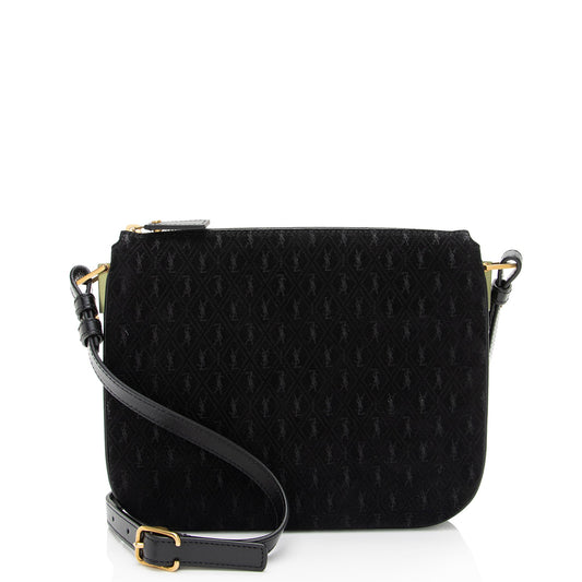 Saint Laurent Suede Monogram King Palm Crossbody (SHF-34SkfH)