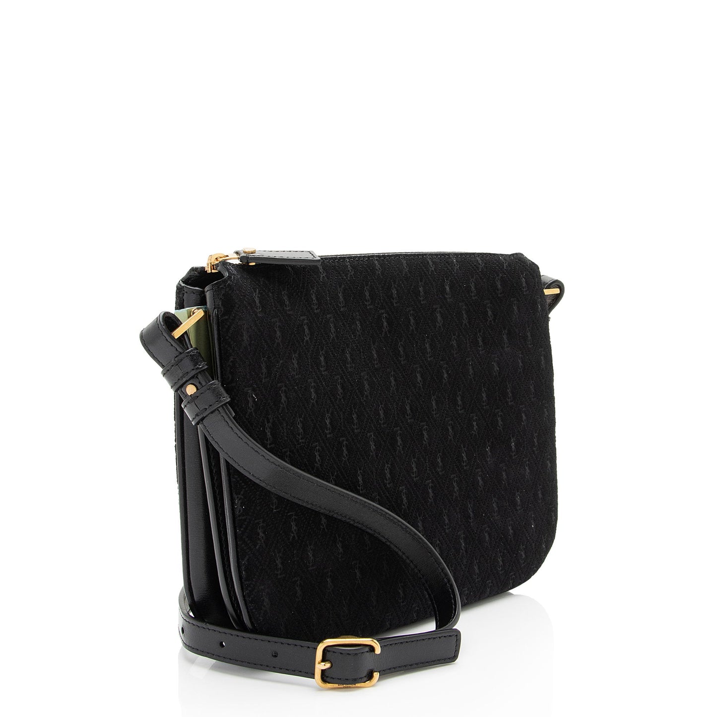 Saint Laurent Suede Monogram King Palm Crossbody (SHF-34SkfH)