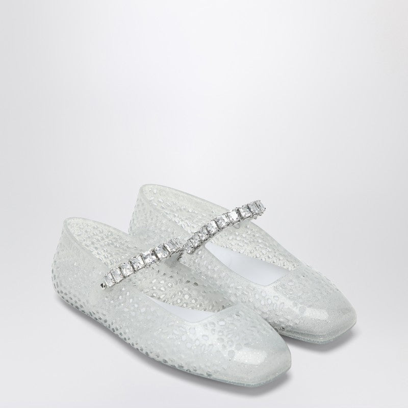 Jimmy Choo The Jelly Transparent Ballet Flats With Crystals Women