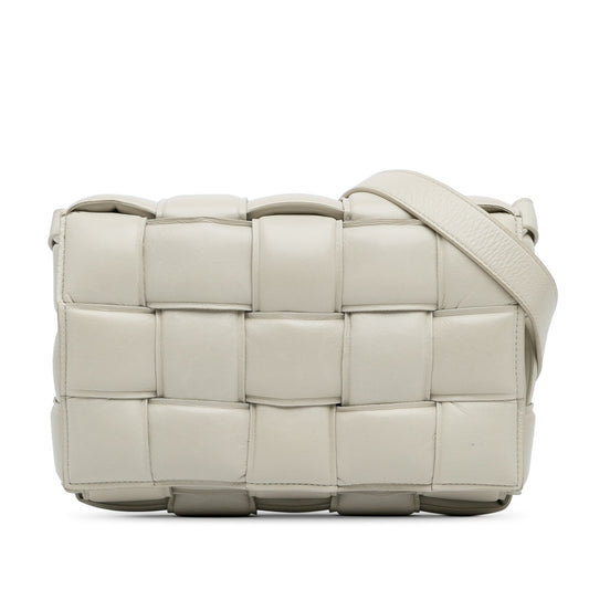 White Bottega Veneta Nappa Intrecciato Padded Cassette Crossbody